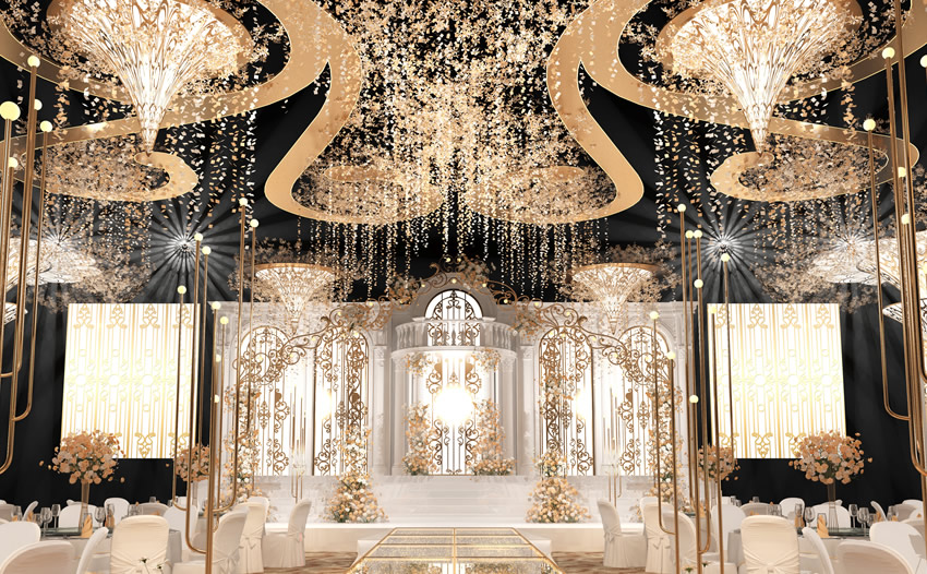 梁山花木兰喜事汇金色大厅效果展示